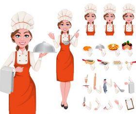 Cartoon character female chef vector
