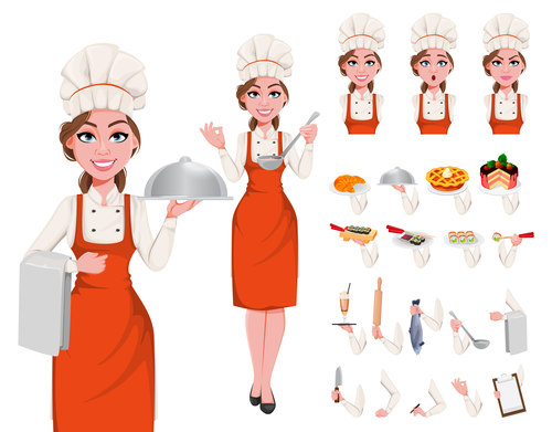 Cartoon character female chef vector