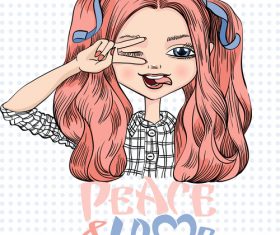 Cartoon girl portrait vector