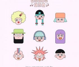Cartoon icon international youth day vector