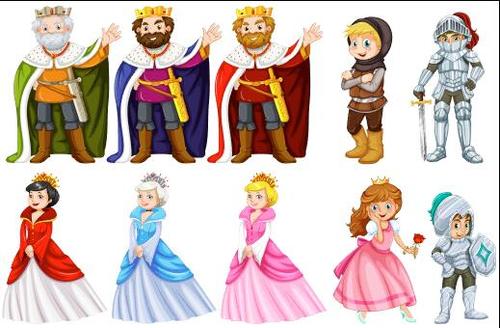 Cartoon king and queen guard character vector free download