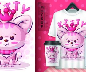 Cartoon mockup print t-shirt illustration vector