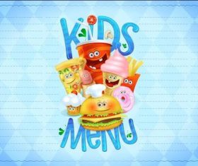 Cartoon pattern kids menu vector