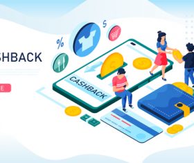 Cashback illustration isometric vector