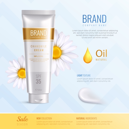 Chamomile cream cosmetics vector