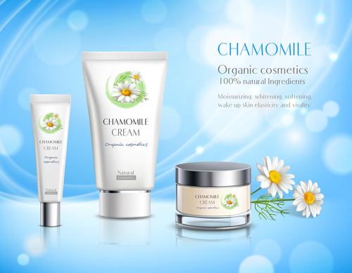 Chamomile organic cosmetics vector