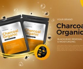 Charcoal organic facial mask advertising vector
