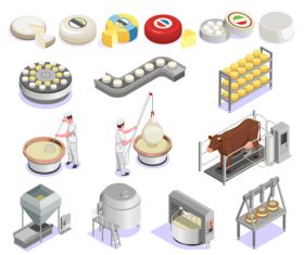 Cheese production process vector