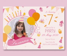 Children birthday party invitation card vector