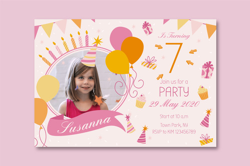 Children birthday party invitation card vector