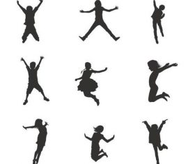 Children jumping silhouette vector