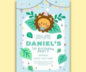 Childrens birthday invitation template vector