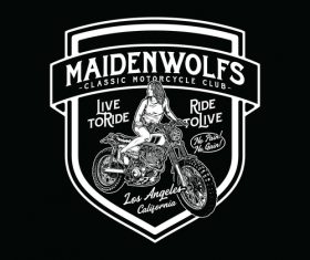 Classic motocross badge logo vector