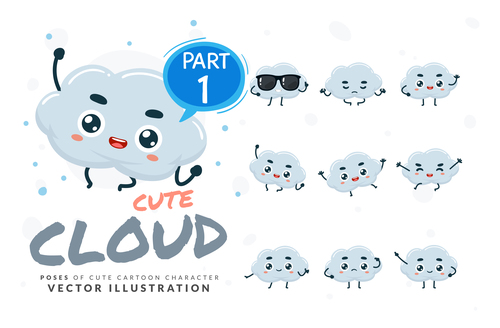 Cloud cartoon character vector