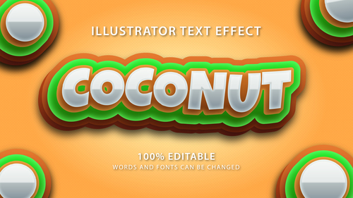 Coconut editable font effect text vector