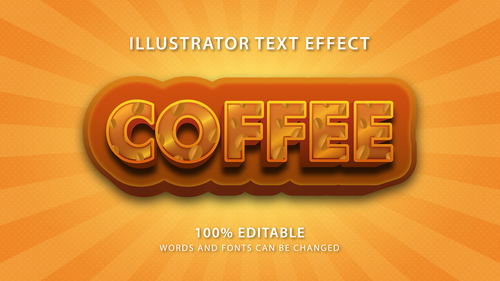 Coffee editable font effect text vector