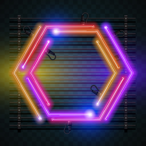 Color hexagon neon backgrounds vector