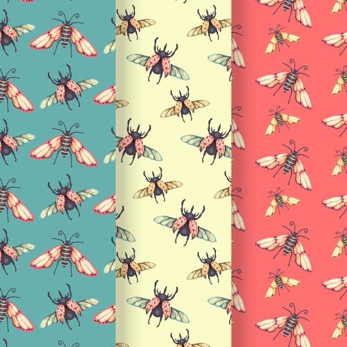Colorful background insect pattern vector