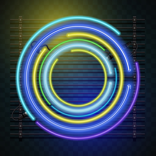 Colorful circles neon backgrounds vector