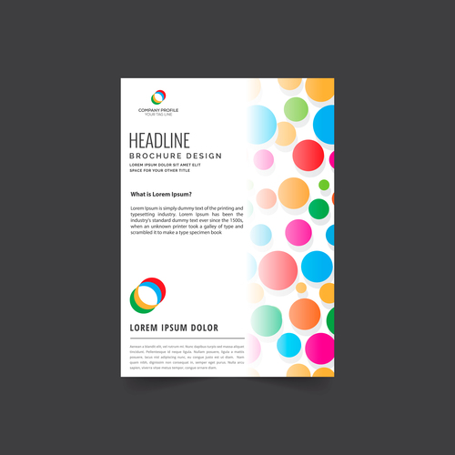 Colorful polka dot brochure cover vector
