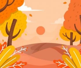 Colorful view flat design autumn background vector