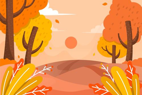 Colorful view flat design autumn background vector