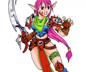 Comic female warrior character vector