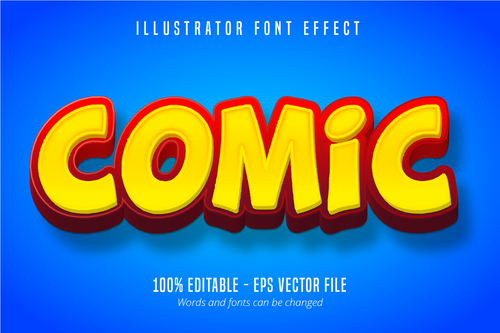 Comic text editable font effect vector