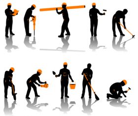 Construction worker silhouette vector