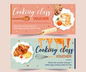 Cooking class watercolor vector illustration poster