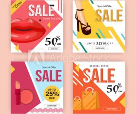 Cosmetics sale poster design template vector