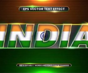 Country name INDIA editable font effect text vector