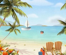 Couple hugging in the sea water vector