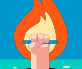 Creative motivational power with flames vector