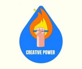 Creative power with flames design vector