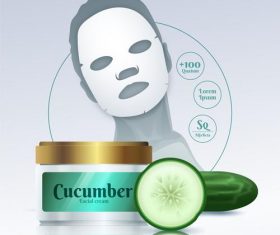 Cucumber facial mask advertising vector