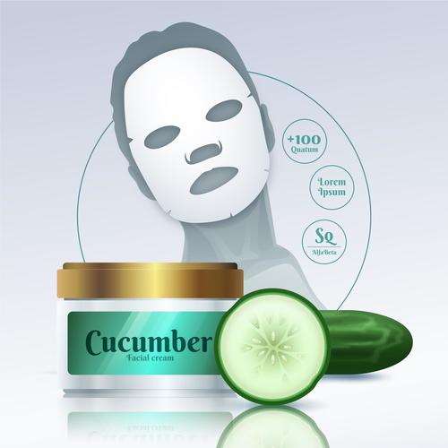 Cucumber facial mask advertising vector