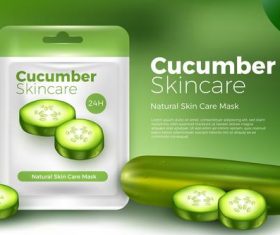 Cucumber skincare facial mask advertising vector
