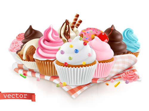 Cupcake background vector