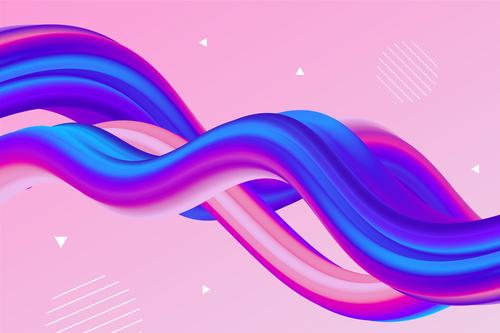 Curved color flow background vector
