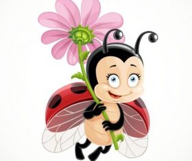 Cute ladybug with flower vector