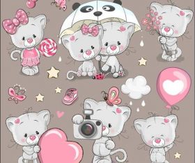 Cute little lion cartoon background vector