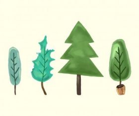 Cute pine tree set vector