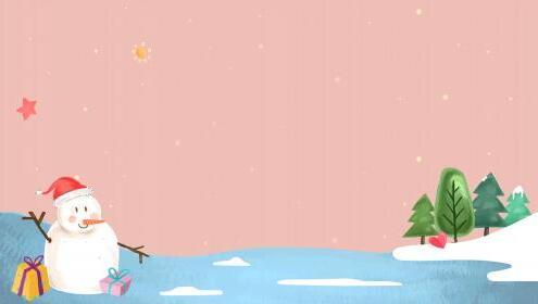 Cute snowman in a forest on pink background vector