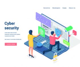 Cyber security banners vector