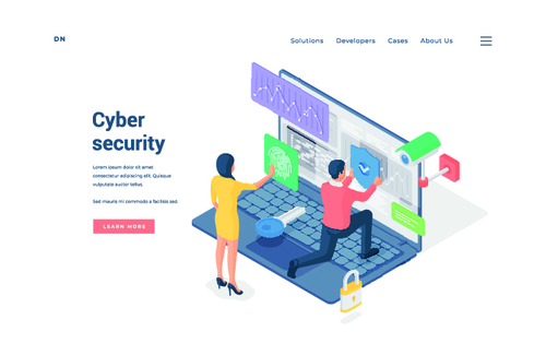 Cyber security banners vector