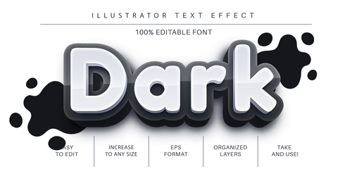 Dark editable font effect text vector