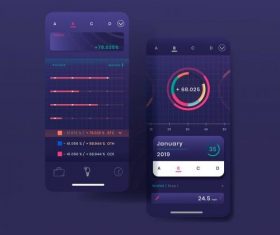 Dark purple stock trading infographic template design vector