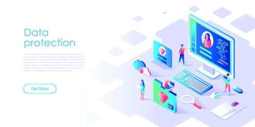 Data protection flat design isometric concept vector