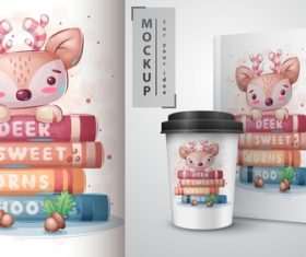 Deer merchandising mockup print vector